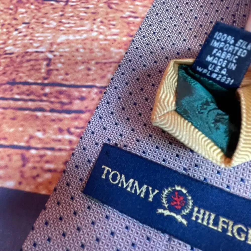 Tommy Hilfiger 100% Silk Gray and Blue Micro Dot Necktie
